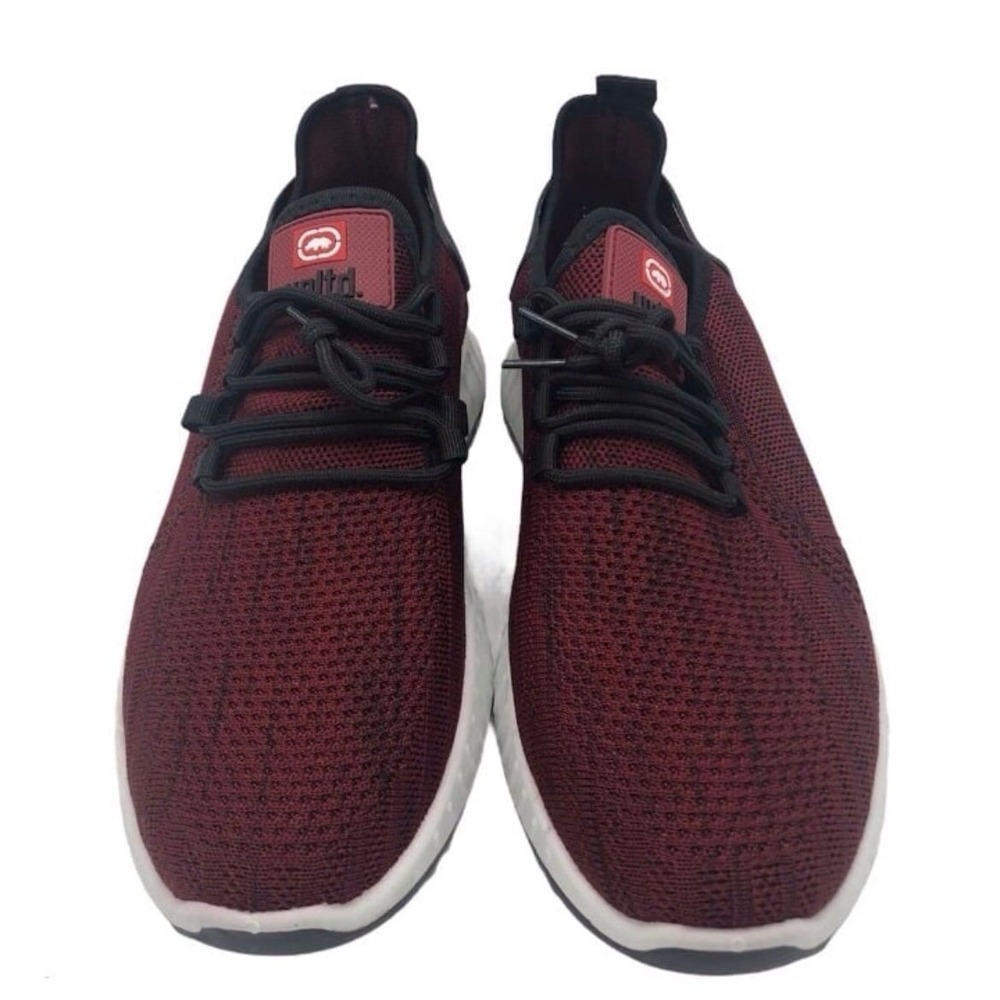 Ecko Unltd Mens Knit Sneakers Burgundy Black Lace‎ Up Athletic Shoes Low Top